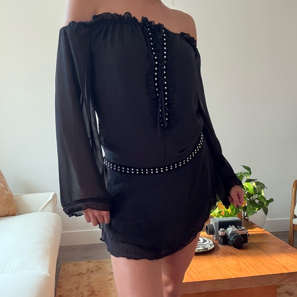 Urban Outfitters Black Off-Shoulder Mini Dress